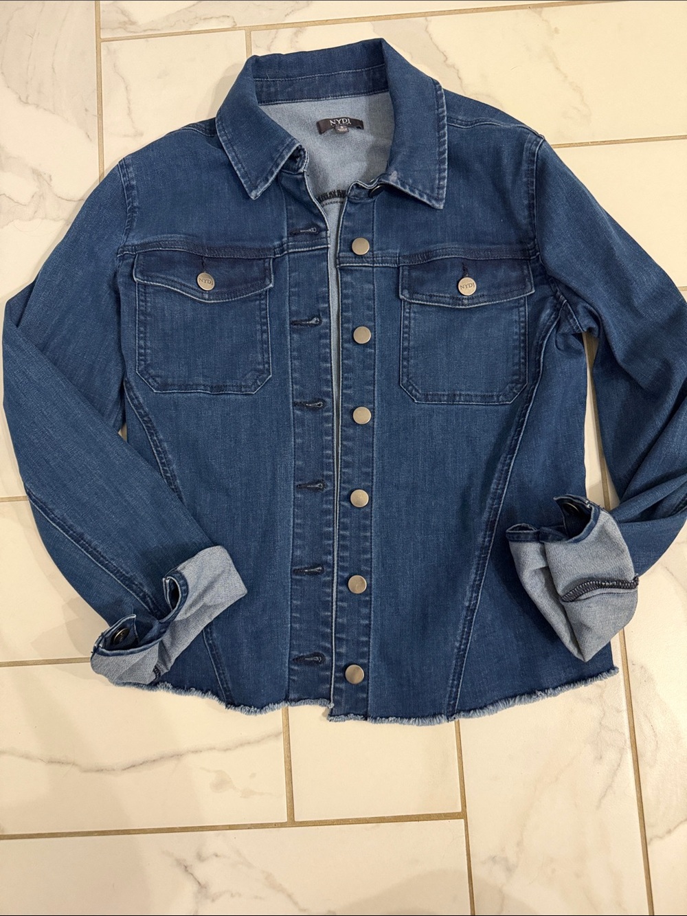 NYDJ Blue Denim Jacket - Classic Button-Front Trucker